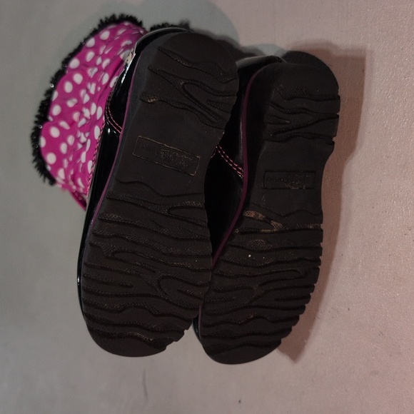 Disney Minnie Mouse Snow Boots Pink Polka Dot Zip Up Toddler Size 7 - Picture 3 of 6